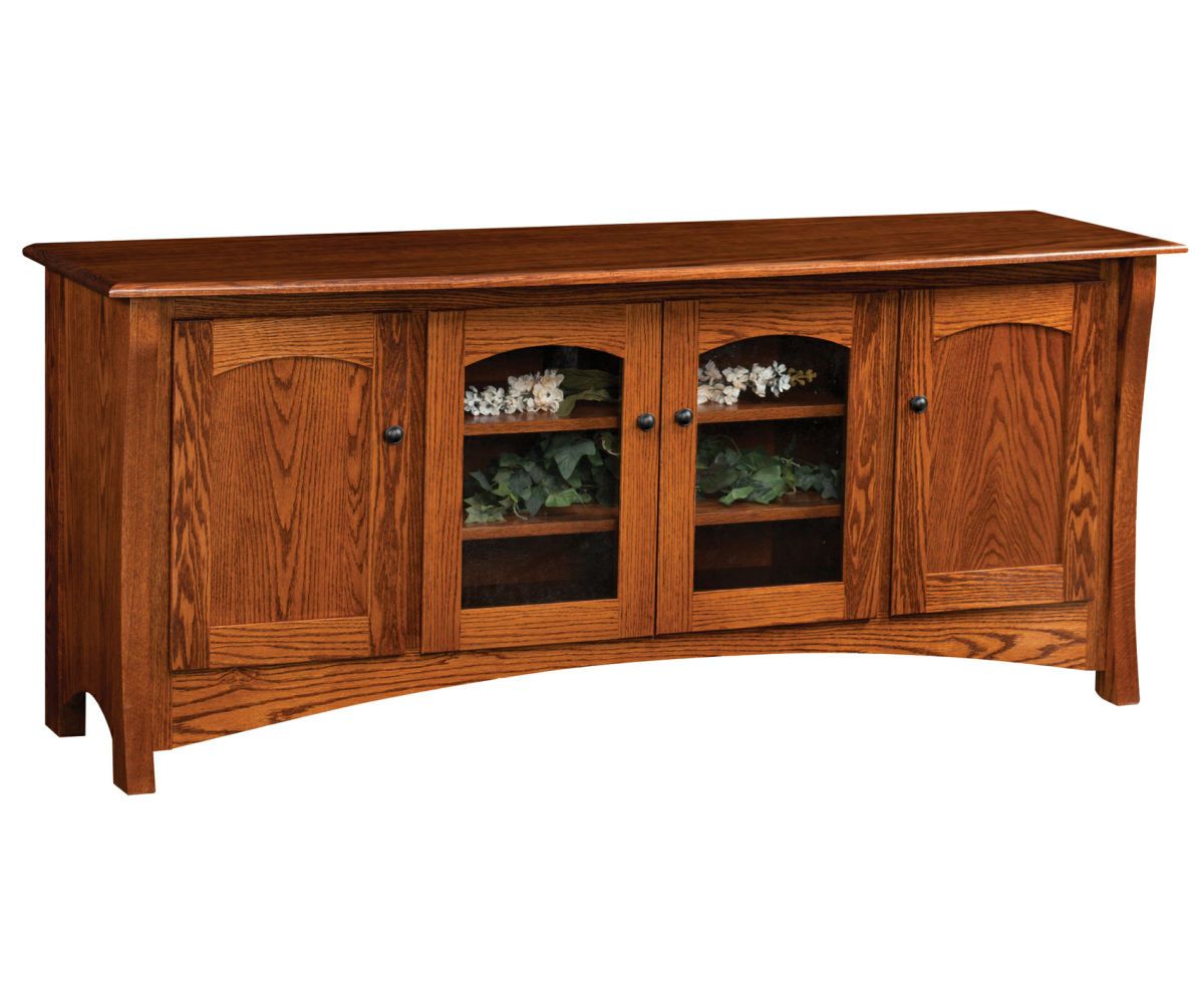 Arched Panel Four-door Glass And Wood Dining Sideboard