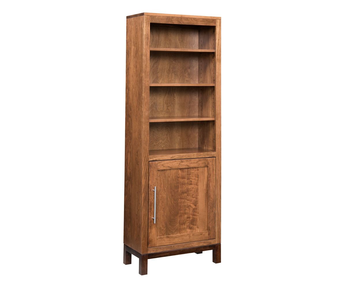 Tall Modern Bookcase With Four Shelves And Lower Cabinet