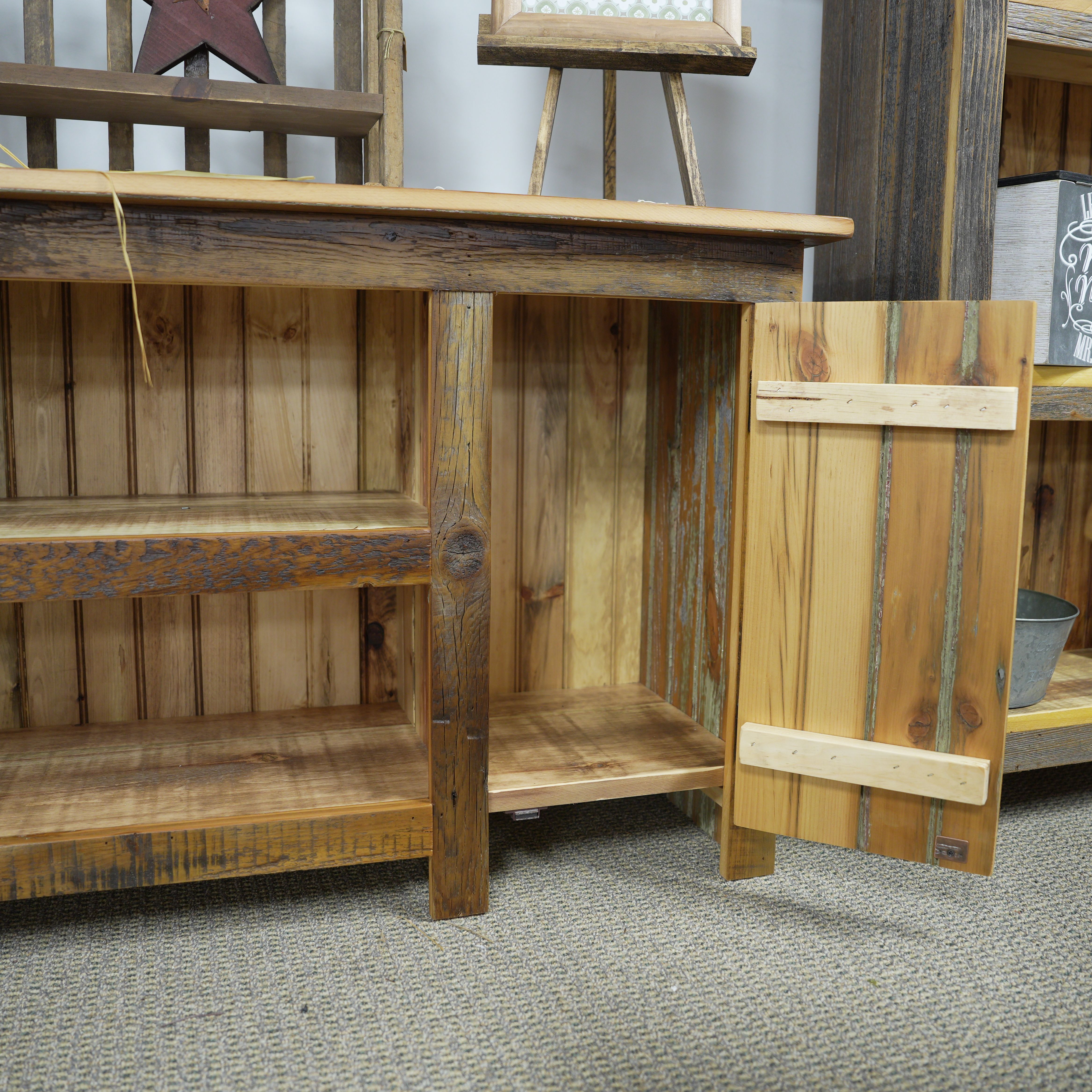 hand-rubbed finish hardwood Homestead Open-Bay Console, thumbnail 2 in a Living • Dining • Entry setting (thumbnail 2 of 3).