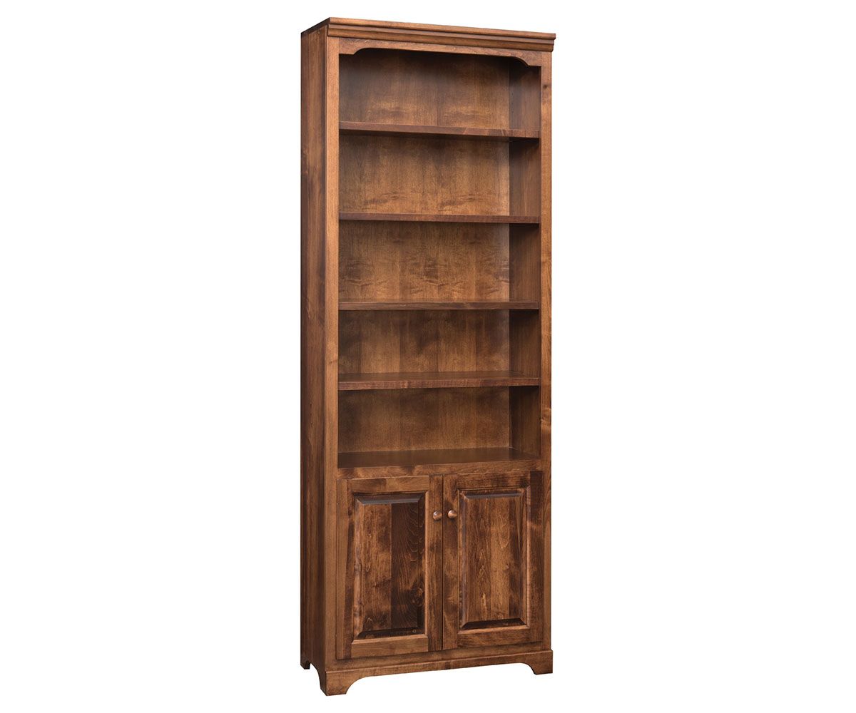 Traditional Hardwood Bookcase With Lower Cabinet