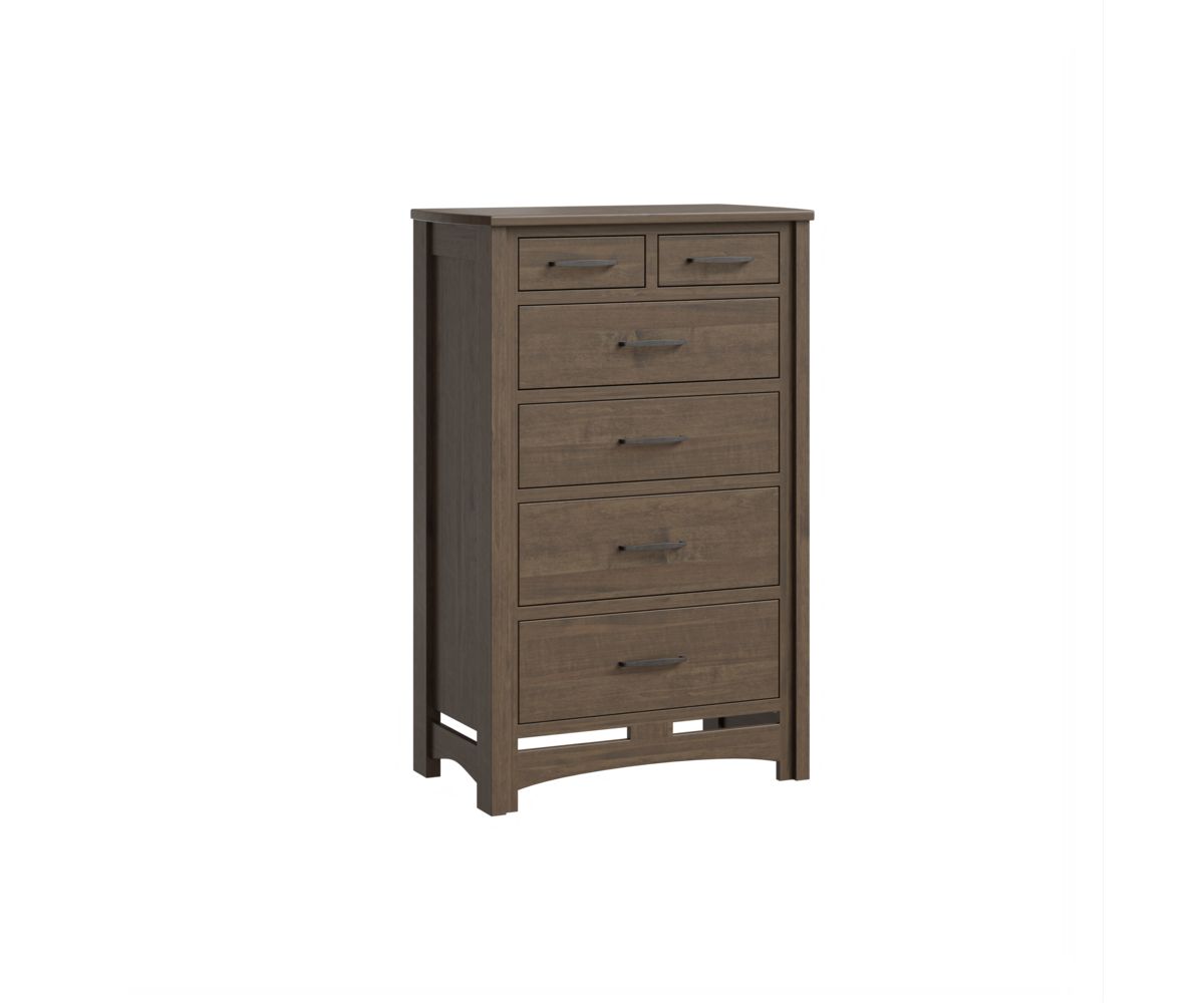 hand-rubbed finish hardwood Signature Mission Style Chest Of Drawers, Signature Mission Style Chest Of Drawers in a showroom vignette setting highlighting Signature Mission Style Chest Of Drawers (thumbnail 5 of 5).