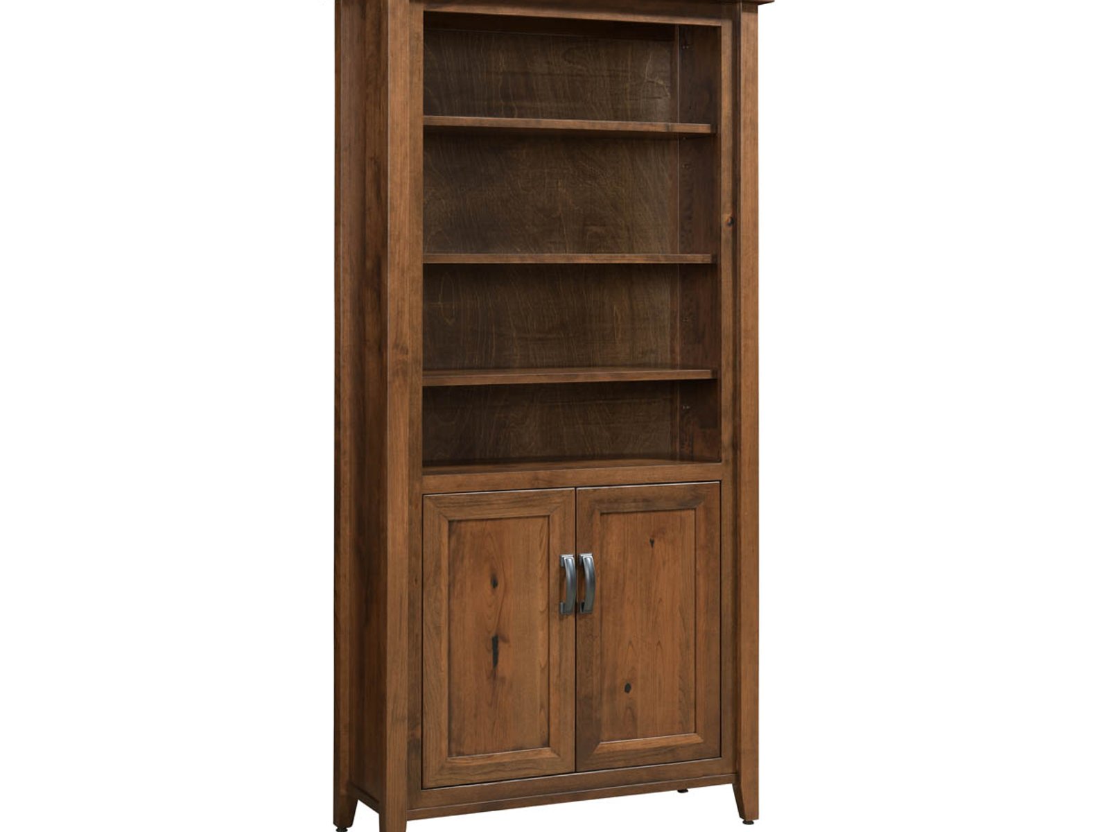 hand-rubbed finish hardwood Ventura Tall Bookcase With Lower Storage Doors And Adjustable Shelves, Ventura Tall Bookcase With Lower Storage Doors And Adjustable Shelves in a Ventura vignette setting highlighting Ventura Tall Bookcase With Lower Storage Doors And Adjustable Shelves (frame 1 of 2).