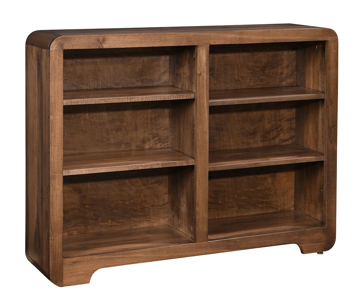 Rounded Edge Double Bay Adjustable Wood Bookcase