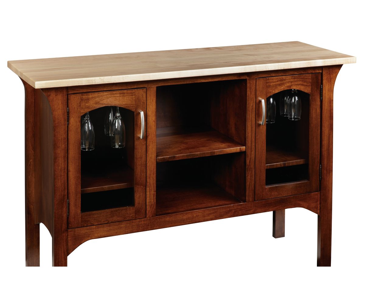 Monarch Wine Server With Glass Doors And Maple Top
