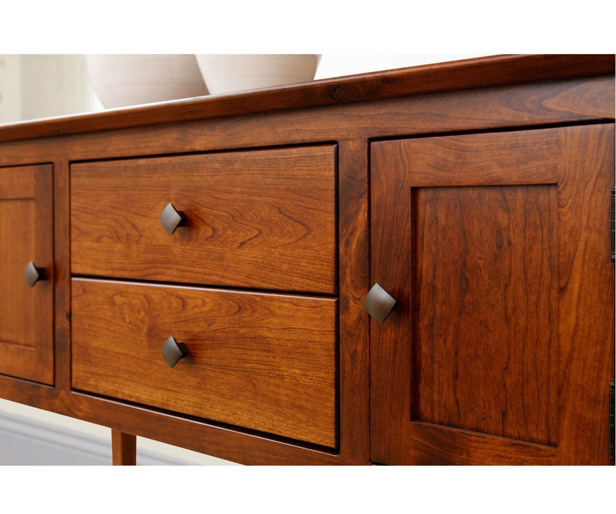 hand-rubbed finish hardwood Mission Style Sideboard With Drawers And Doors, Mission Style Sideboard With Drawers And Doors in a showroom vignette setting highlighting Mission Style Sideboard With Drawers And Doors (thumbnail 4 of 6).