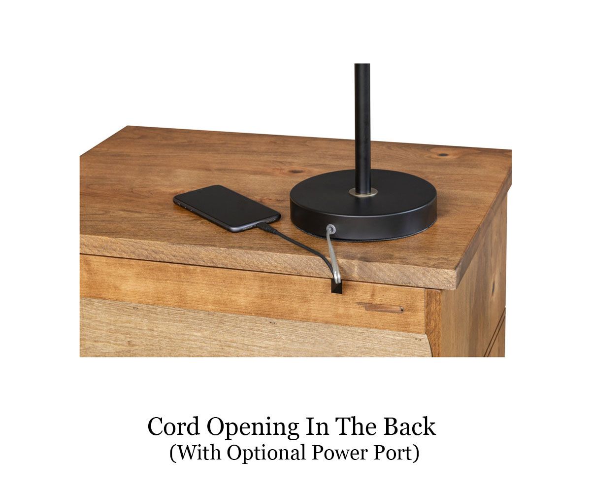 hand-rubbed finish hardwood Signature Mission Style 3-drawer Nightstand With Slide-top, Signature Mission Style 3-drawer Nightstand With Slide-top in a Signature vignette setting highlighting Signature Mission Style 3-drawer Nightstand With Slide-top (thumbnail 3 of 7).