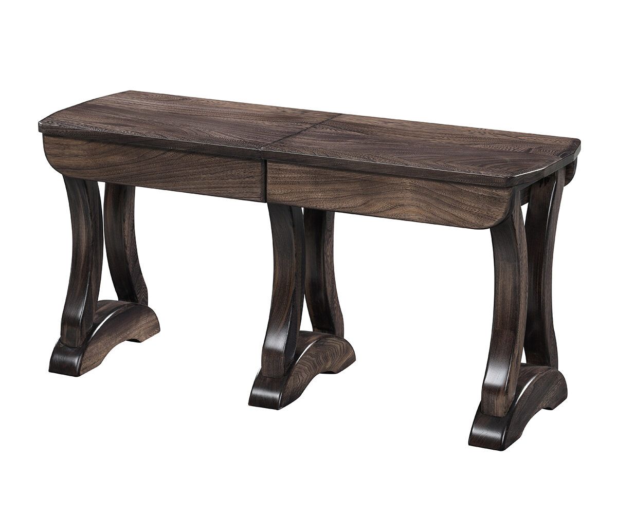 Richfield Solid Wood Dining Bench With Sculpted Base, Dark Finish