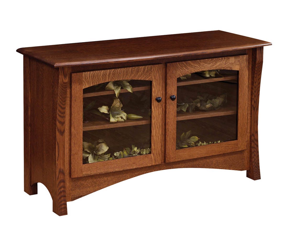 Curved Panel Glass Door Tv Stand With Arched Base