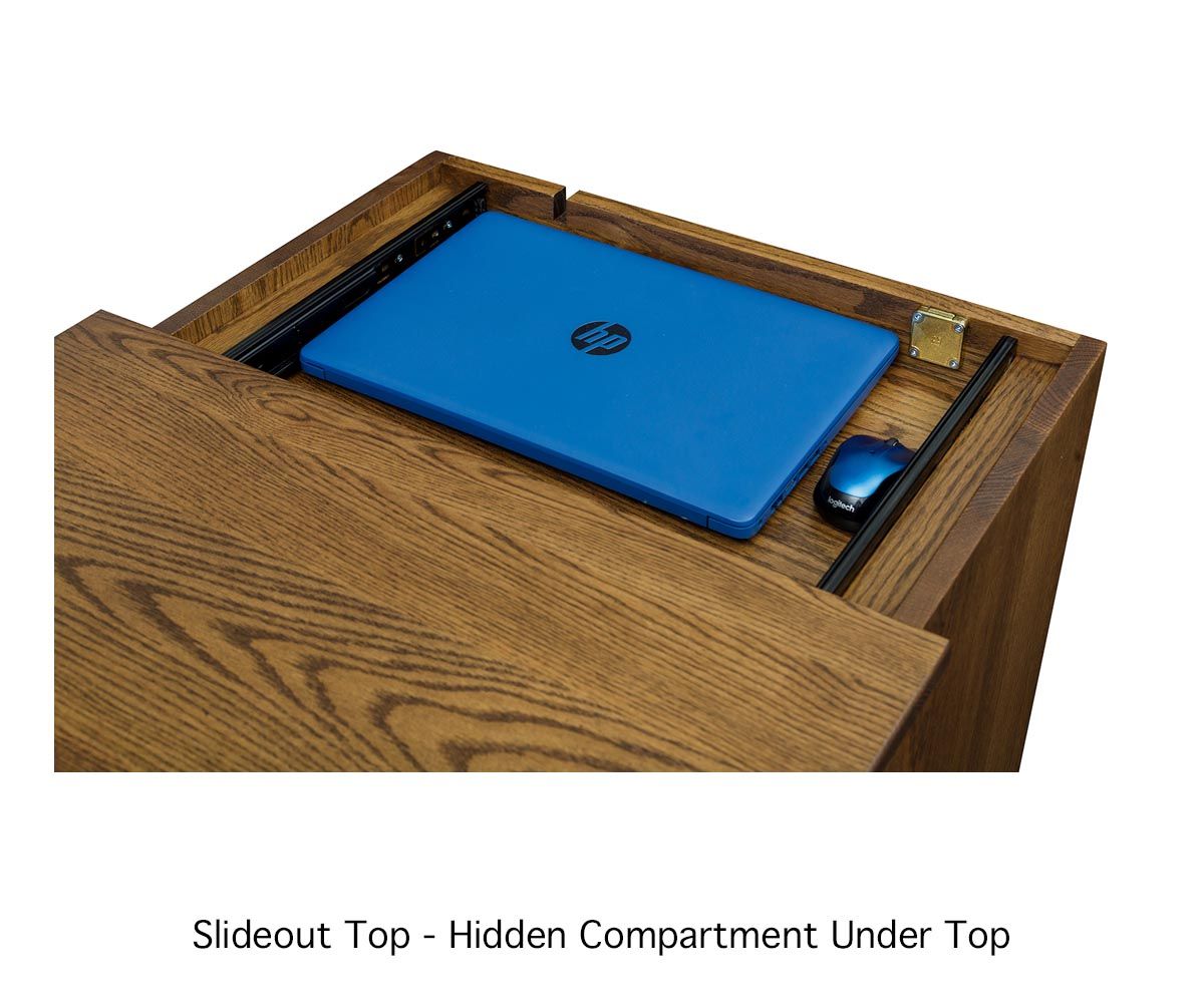 hand-rubbed finish hardwood Mission Style 3-drawer Nightstand With Slideout Top, Mission Style 3-drawer Nightstand With Slideout Top in a Mission vignette setting highlighting Mission Style 3-drawer Nightstand With Slideout Top (thumbnail 4 of 4).