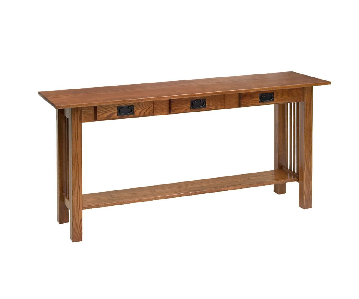 Mission Style Sofa Table With Three Drawers