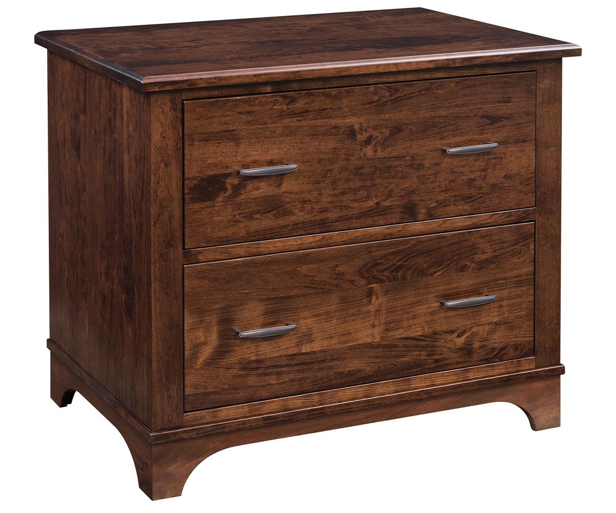 hand-rubbed finish hardwood Two-drawer Wooden File Cabinet, Two-drawer Wooden File Cabinet in a showroom vignette setting highlighting Two-drawer Wooden File Cabinet (thumbnail 3 of 5).