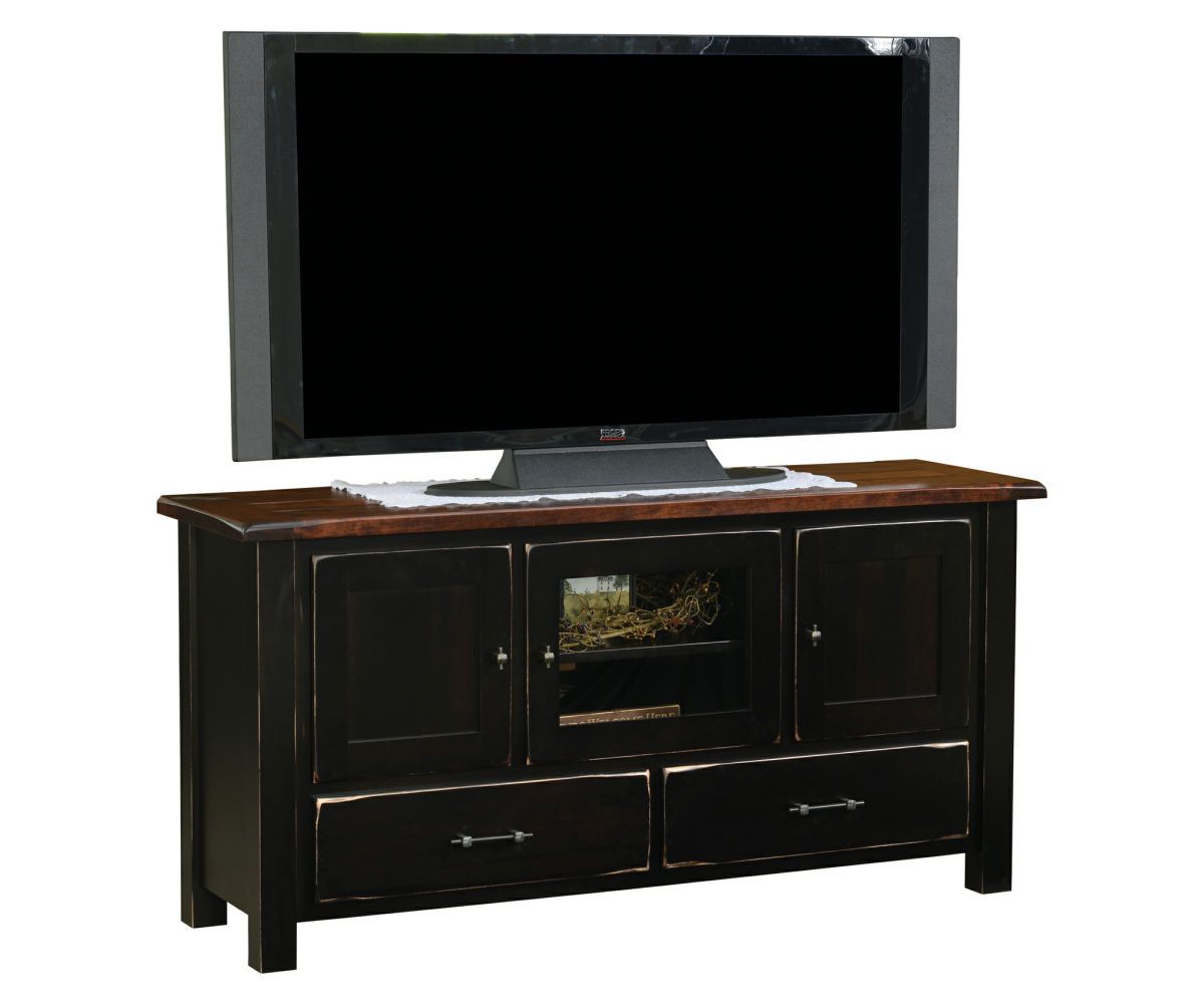 Two-tone Shaker Tv Stand With Glass Door And Storage Drawers