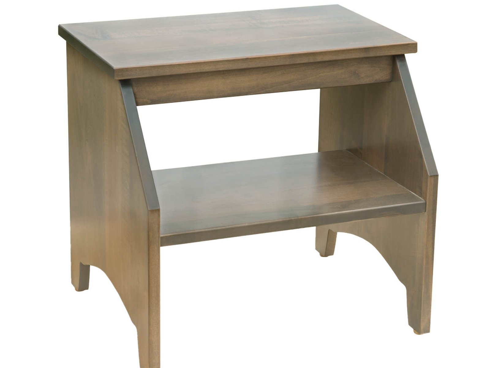 hand-rubbed finish hardwood Solid Wood Step Stool With Shelf, Solid Wood Step Stool With Shelf in a showroom vignette setting highlighting Solid Wood Step Stool With Shelf (frame 1 of 1).