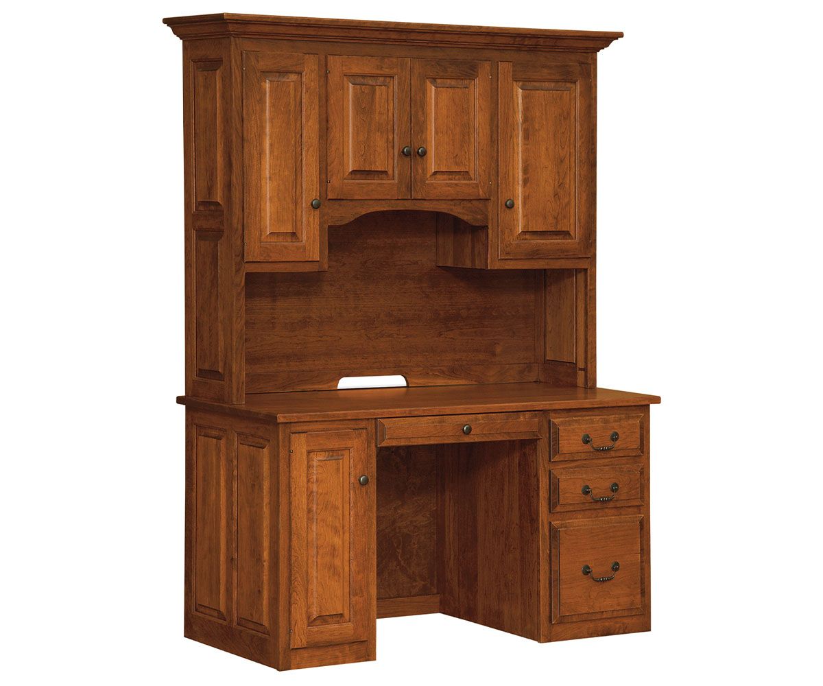 Traditional Cherry Wood Desk With Hutch