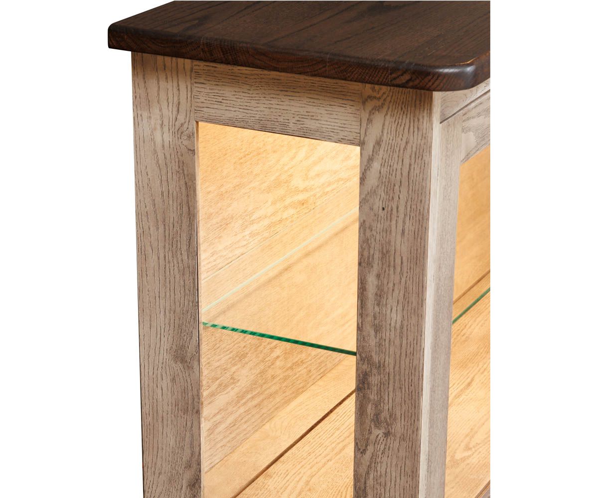 hand-rubbed finish hardwood Farmstead Three-door Glass Display Server, Farmstead Three-door Glass Display Server in a Farmstead vignette setting highlighting Farmstead Three-door Glass Display Server (thumbnail 2 of 2).