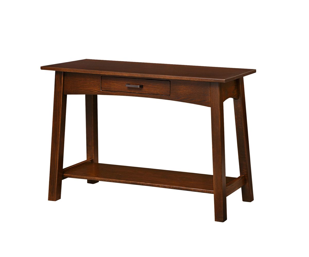 hand-rubbed finish hardwood Sante Fe Coffee Table With Drawer And Shelf, Sante Fe Coffee Table With Drawer And Shelf in a Sante Fe vignette setting highlighting Sante Fe Coffee Table With Drawer And Shelf (thumbnail 2 of 2).