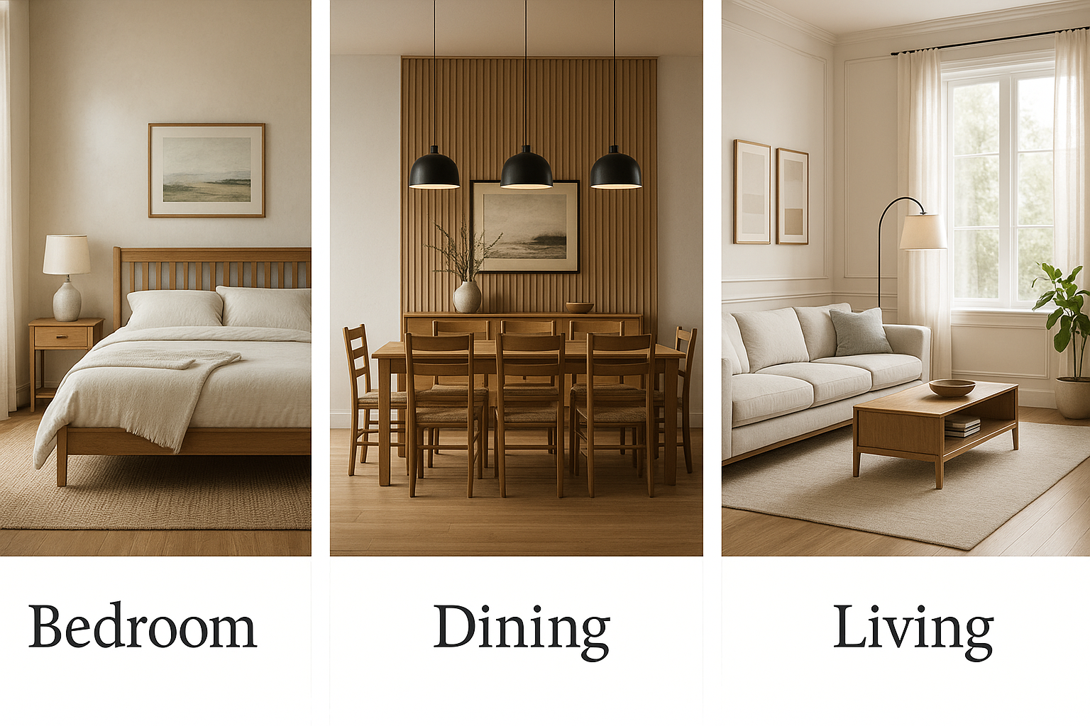 hand-rubbed finish hardwood collections anchoring a showroom vignette scene featuring collections.