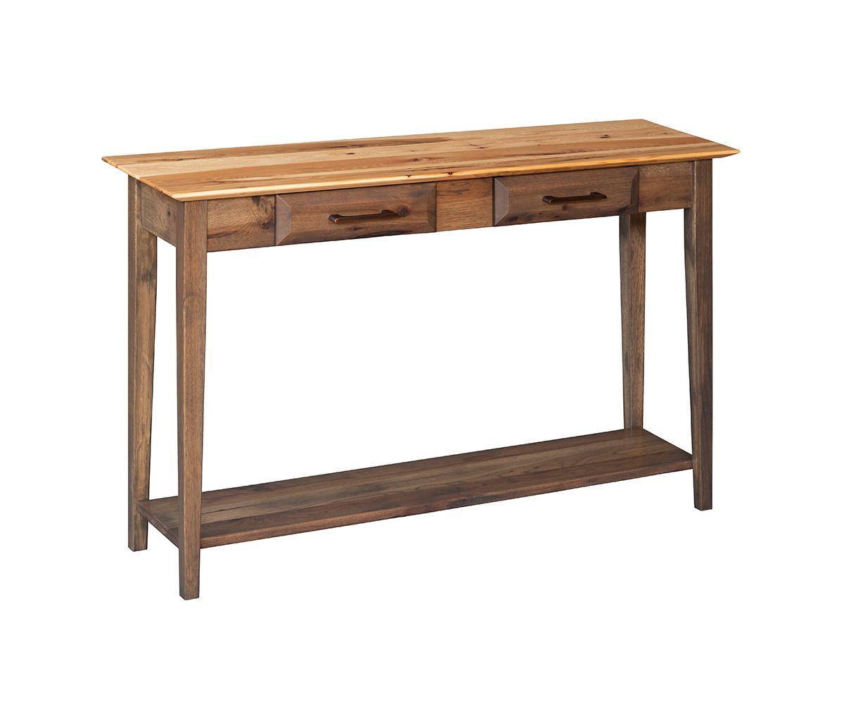 hand-rubbed finish hardwood Solid Wood Sofa Table With Two Drawers And Lower Shelf, Solid Wood Sofa Table With Two Drawers And Lower Shelf in a showroom vignette setting highlighting Solid Wood Sofa Table With Two Drawers And Lower Shelf (thumbnail 3 of 6).