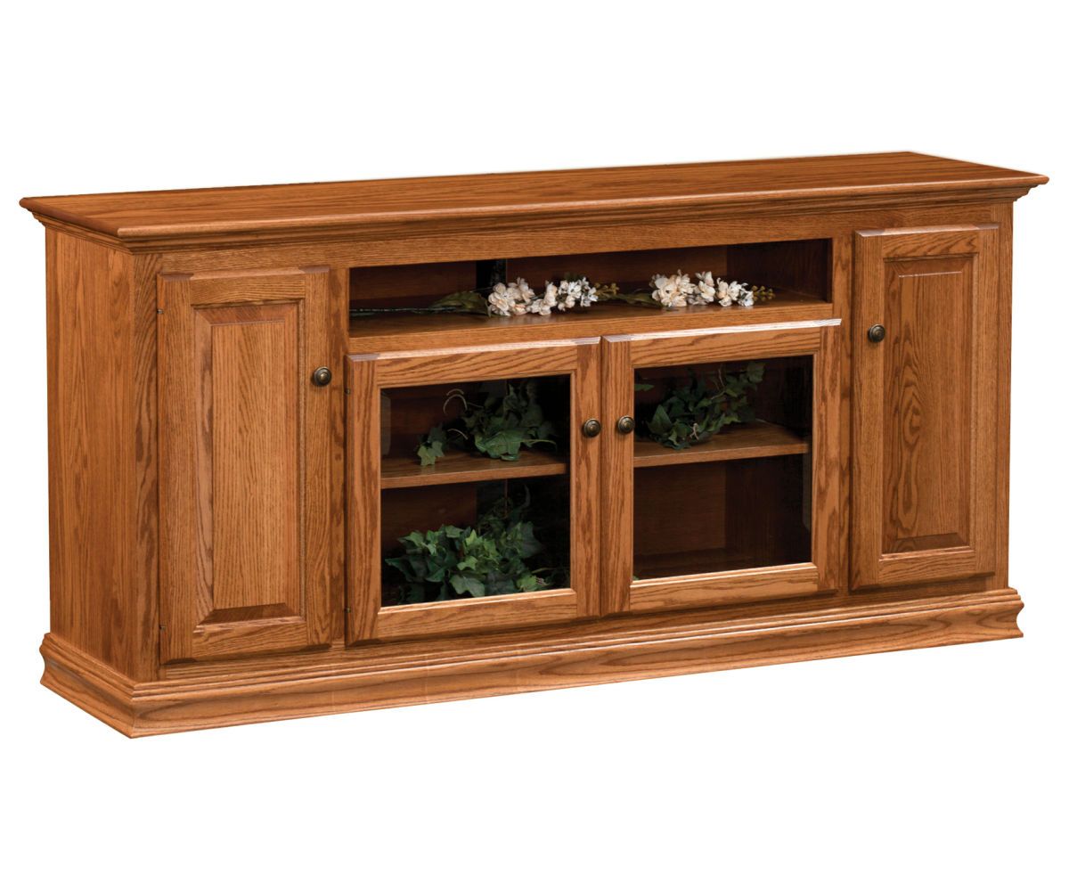 Classic Raised Panel Glass Door Sideboard With Storage Cabinets