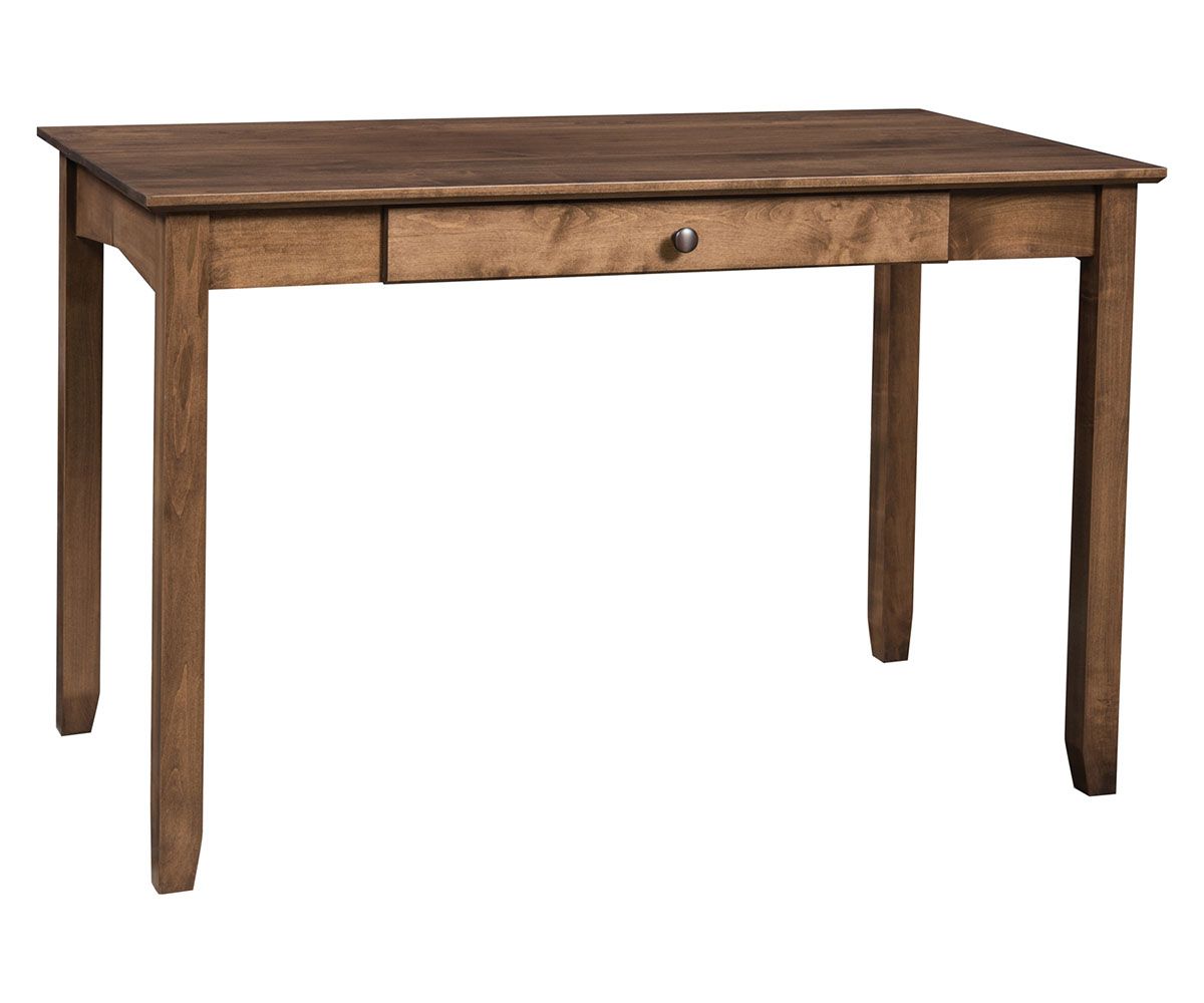 hand-rubbed finish hardwood Rustic Cherry Writing Desk With Single Drawer, Rustic Cherry Writing Desk With Single Drawer in a showroom vignette setting highlighting Rustic Cherry Writing Desk With Single Drawer (thumbnail 3 of 3).