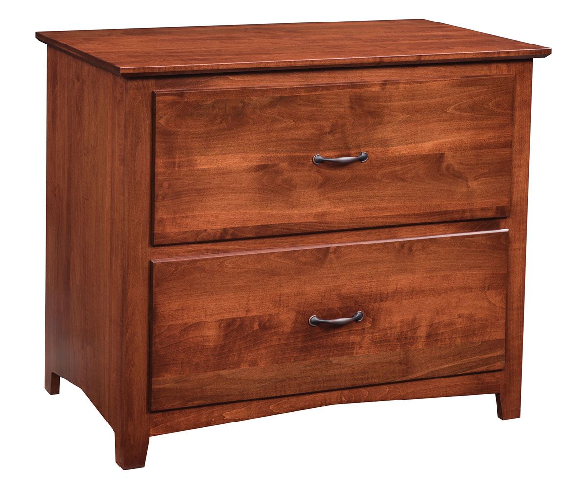 hand-rubbed finish hardwood Two-drawer Wooden File Cabinet, Two-drawer Wooden File Cabinet in a showroom vignette setting highlighting Two-drawer Wooden File Cabinet (thumbnail 4 of 5).