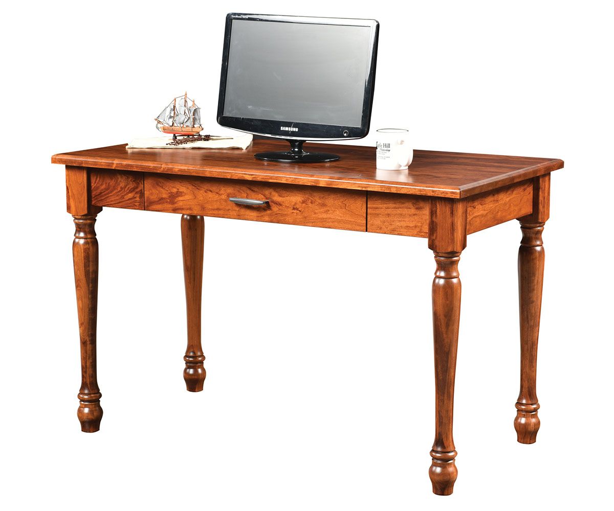 Traditional Hardwood Writing Desk With Single Drawer