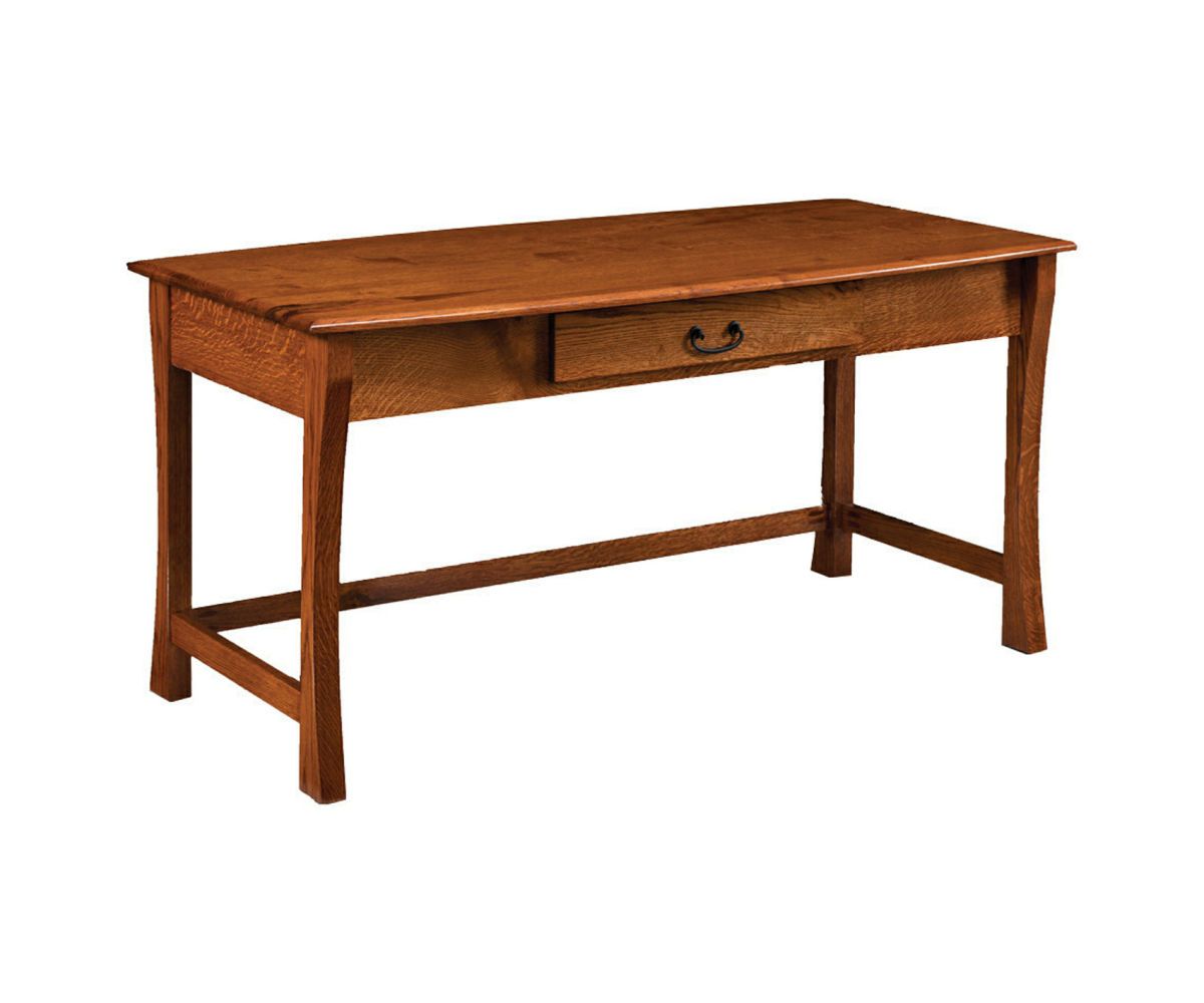 Curved Leg Writing Desk With Single Drawer And Wood Pull