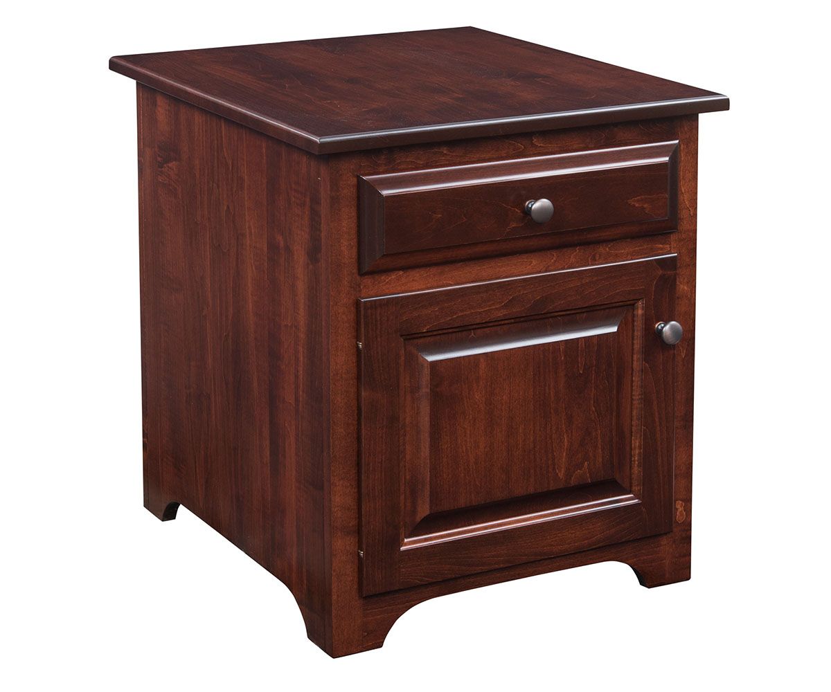Solid Wood Nightstand With Drawer And Door