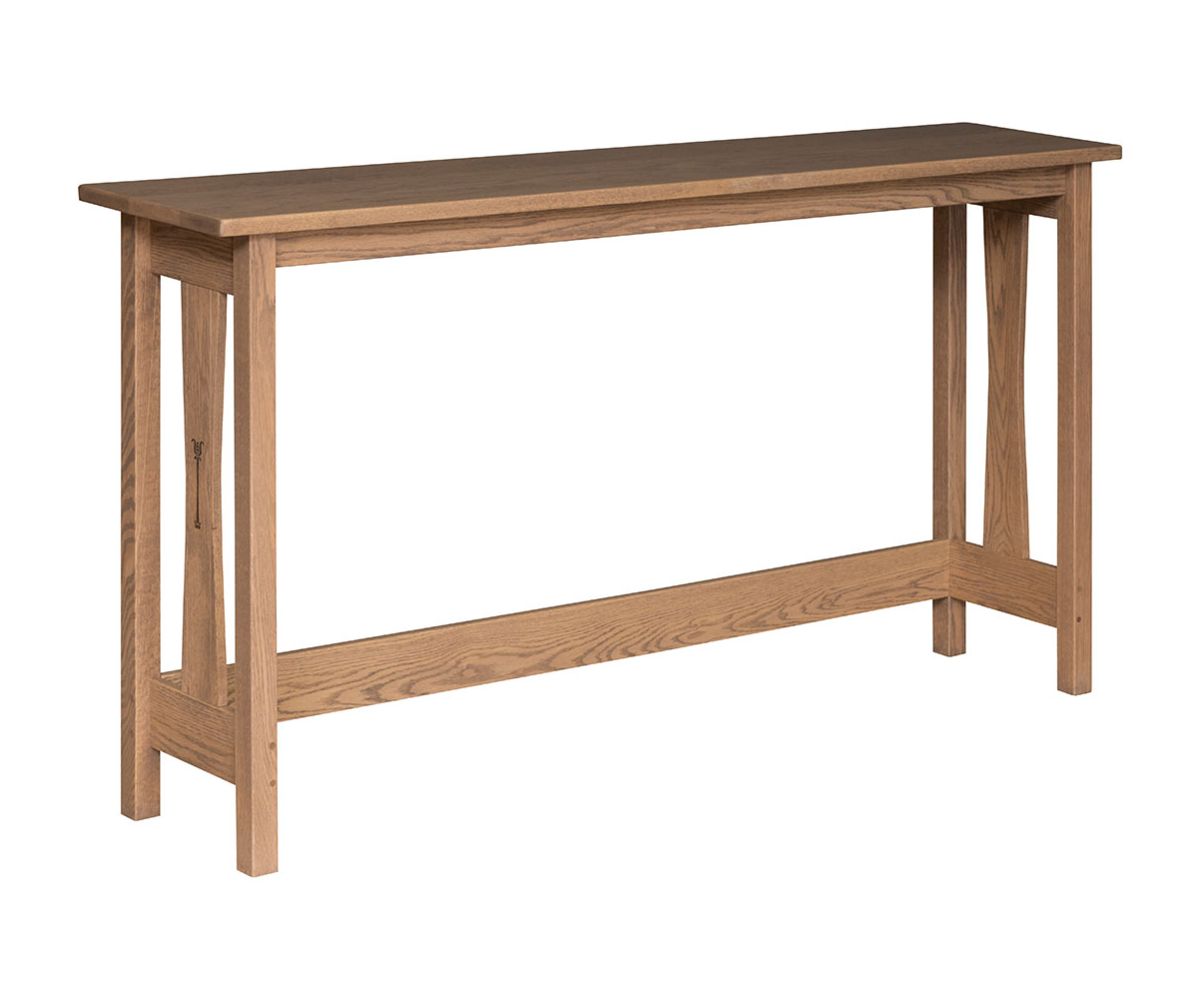 hand-rubbed finish hardwood Signature Sofa Bar With Three Stools, Signature Sofa Bar With Three Stools in a Signature vignette setting highlighting Signature Sofa Bar With Three Stools (thumbnail 2 of 2).