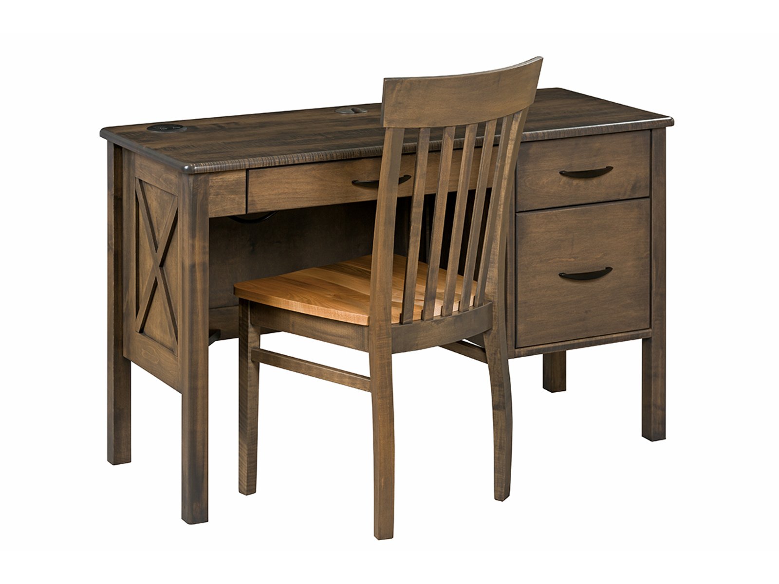 hand-rubbed finish hardwood Crossway Student Desk With File Drawer And Charging Ports, Crossway Student Desk With File Drawer And Charging Ports in a Crossway vignette setting highlighting Crossway Student Desk With File Drawer And Charging Ports (frame 1 of 7).