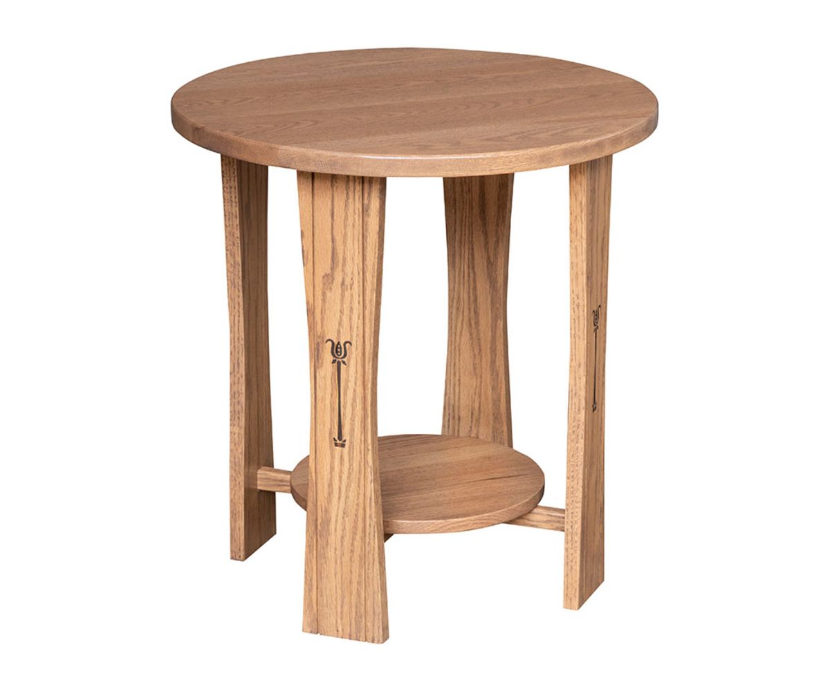 Signature Round End Table In Medium Brown Oak