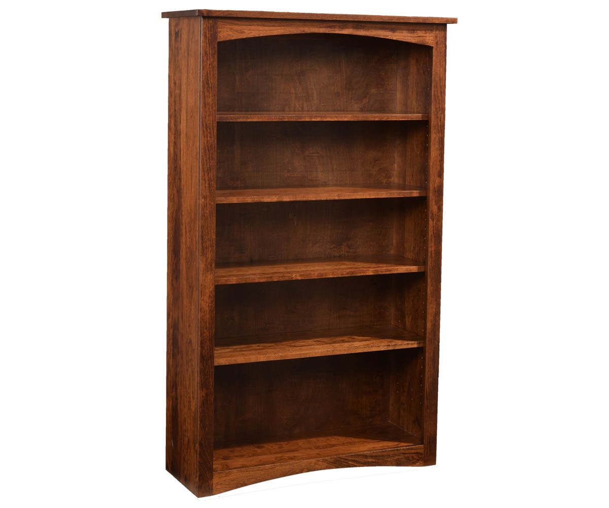 Shaker Style Open Bookcase With Arched Top And Five Shelves