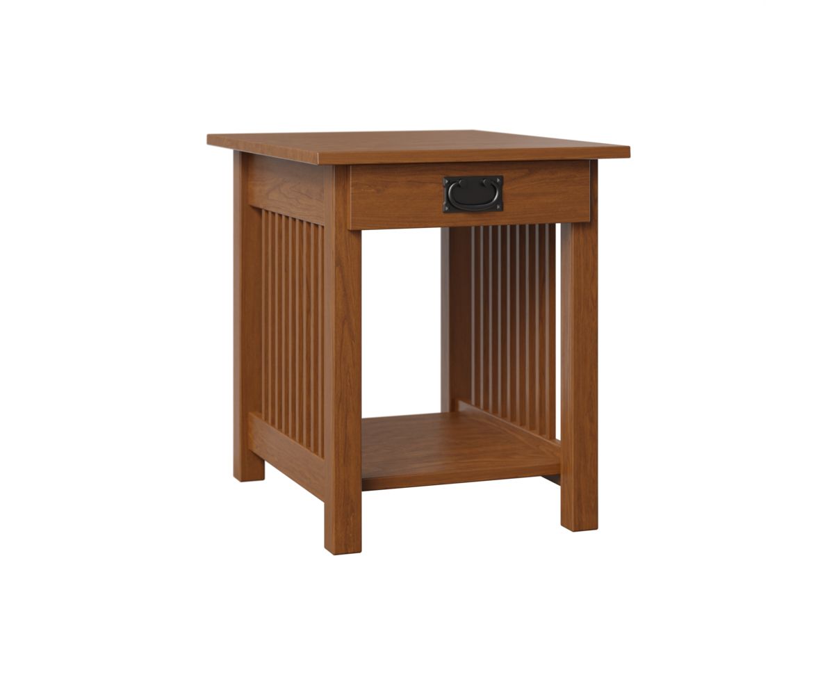 Mission Style End Table With Drawer And Shelf