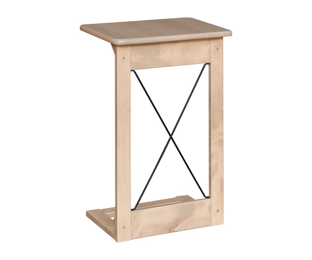 hand-rubbed finish hardwood Compact Standing Laptop Desk With Metal Cross Bracing, Compact Standing Laptop Desk With Metal Cross Bracing in a showroom vignette setting highlighting Compact Standing Laptop Desk With Metal Cross Bracing (thumbnail 2 of 2).