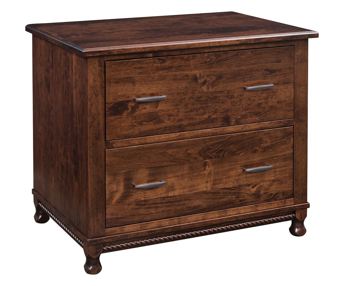 hand-rubbed finish hardwood Two-drawer Wooden File Cabinet, Two-drawer Wooden File Cabinet in a showroom vignette setting highlighting Two-drawer Wooden File Cabinet (thumbnail 5 of 5).