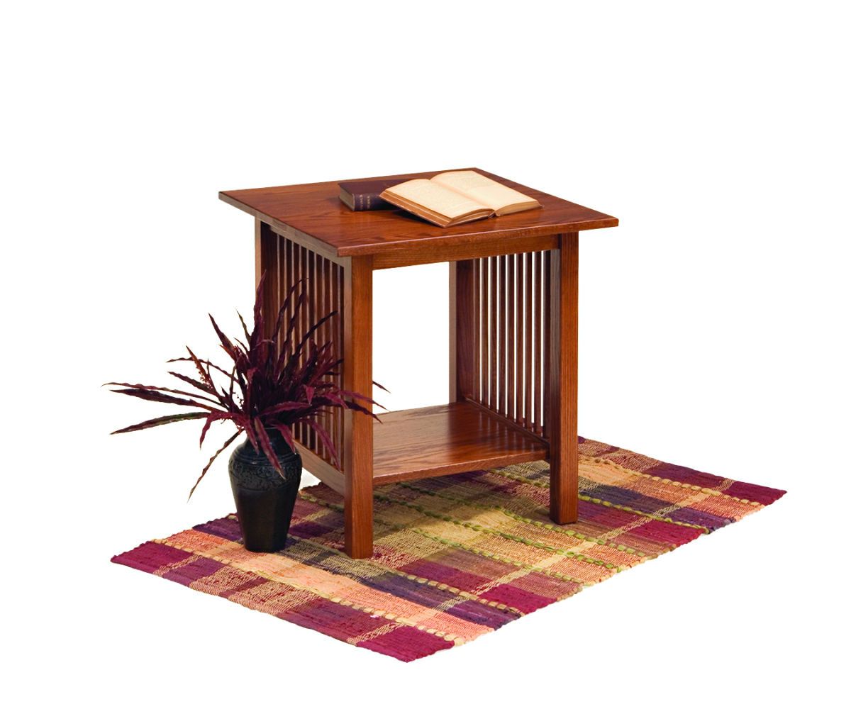 Mission Style Square End Table With Slatted Sides