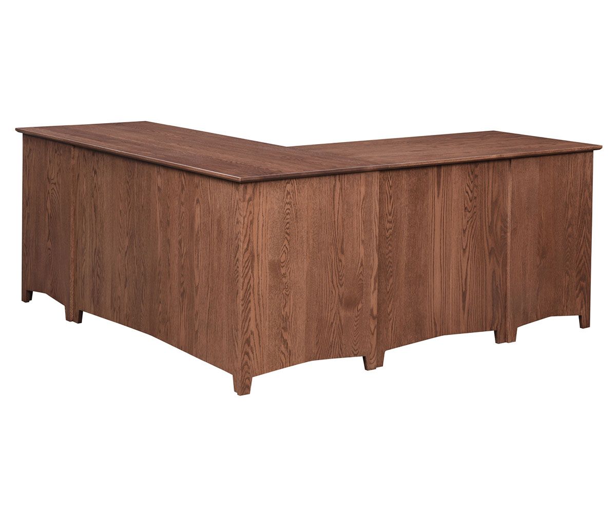 hand-rubbed finish hardwood L-shaped Solid Wood Office Desk With Drawers, L-shaped Solid Wood Office Desk With Drawers in a showroom vignette setting highlighting L-shaped Solid Wood Office Desk With Drawers (thumbnail 3 of 3).