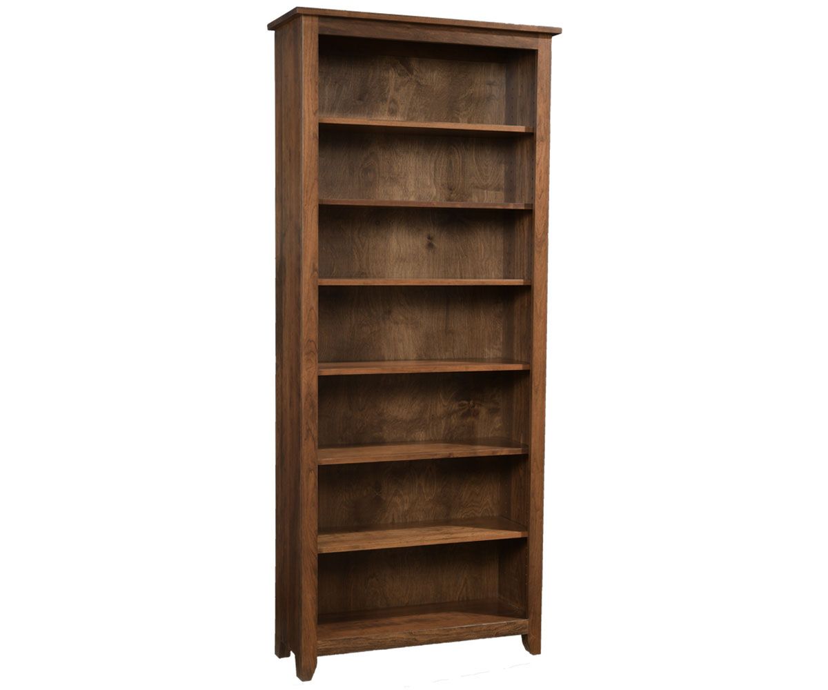 hand-rubbed finish hardwood Modern Mission Open Bookcase With Adjustable Shelves, Modern Mission Open Bookcase With Adjustable Shelves in a Modern Mission vignette setting highlighting Modern Mission Open Bookcase With Adjustable Shelves (thumbnail 2 of 3).