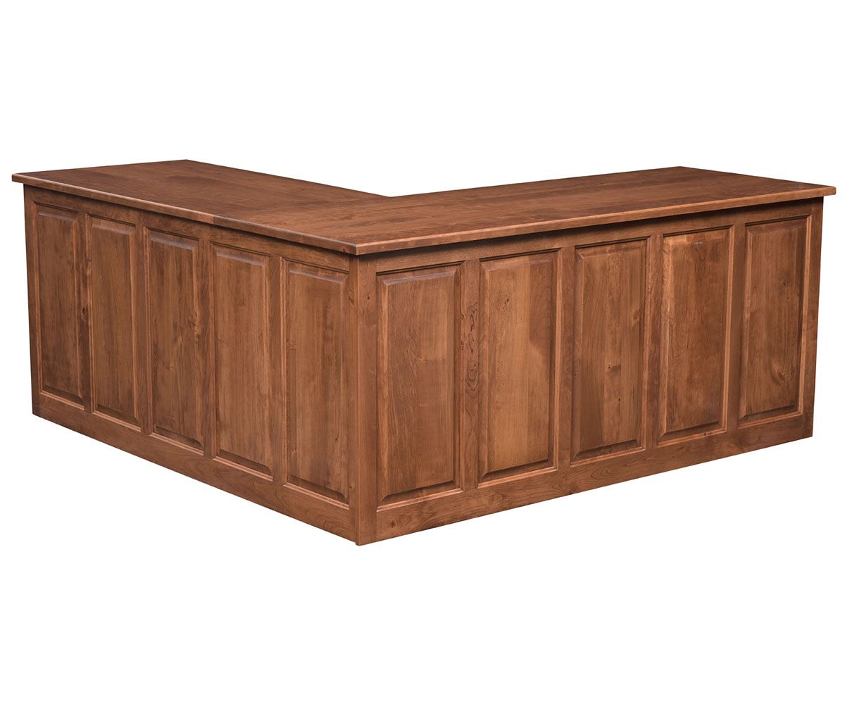 hand-rubbed finish hardwood Traditional L-shaped Executive Desk With Hutch, Traditional L-shaped Executive Desk With Hutch in a showroom vignette setting highlighting Traditional L-shaped Executive Desk With Hutch (thumbnail 3 of 3).