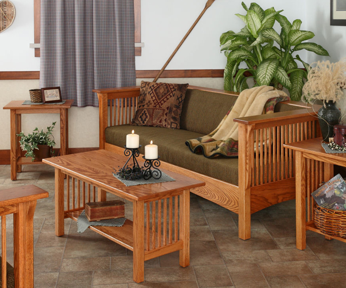 Mission Style Club Loveseat Sofa