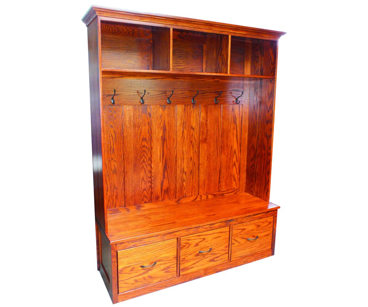 Mission Hall Tree With Bench, Cubbies, And Storage Drawers