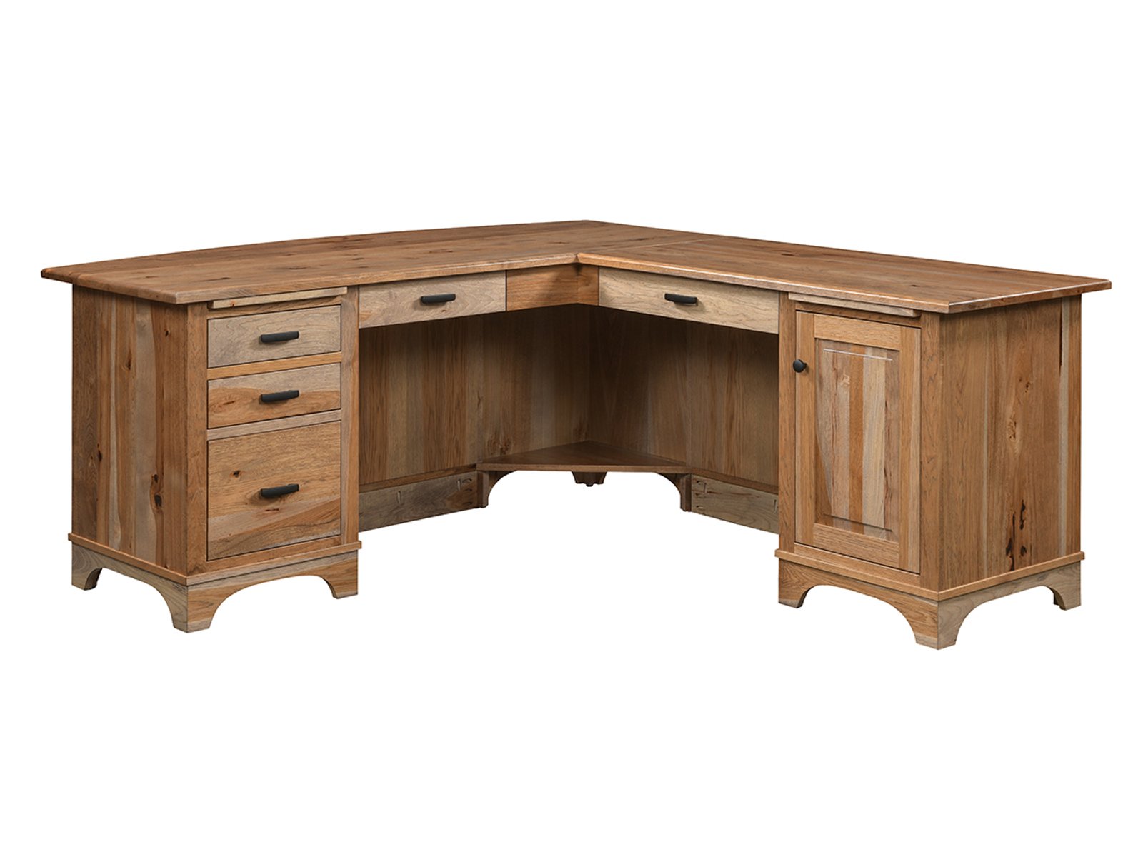 hand-rubbed finish hardwood L-shaped Solid Wood Desk With Adjustable Lift Top, L-shaped Solid Wood Desk With Adjustable Lift Top in a showroom vignette setting highlighting L-shaped Solid Wood Desk With Adjustable Lift Top (frame 1 of 6).