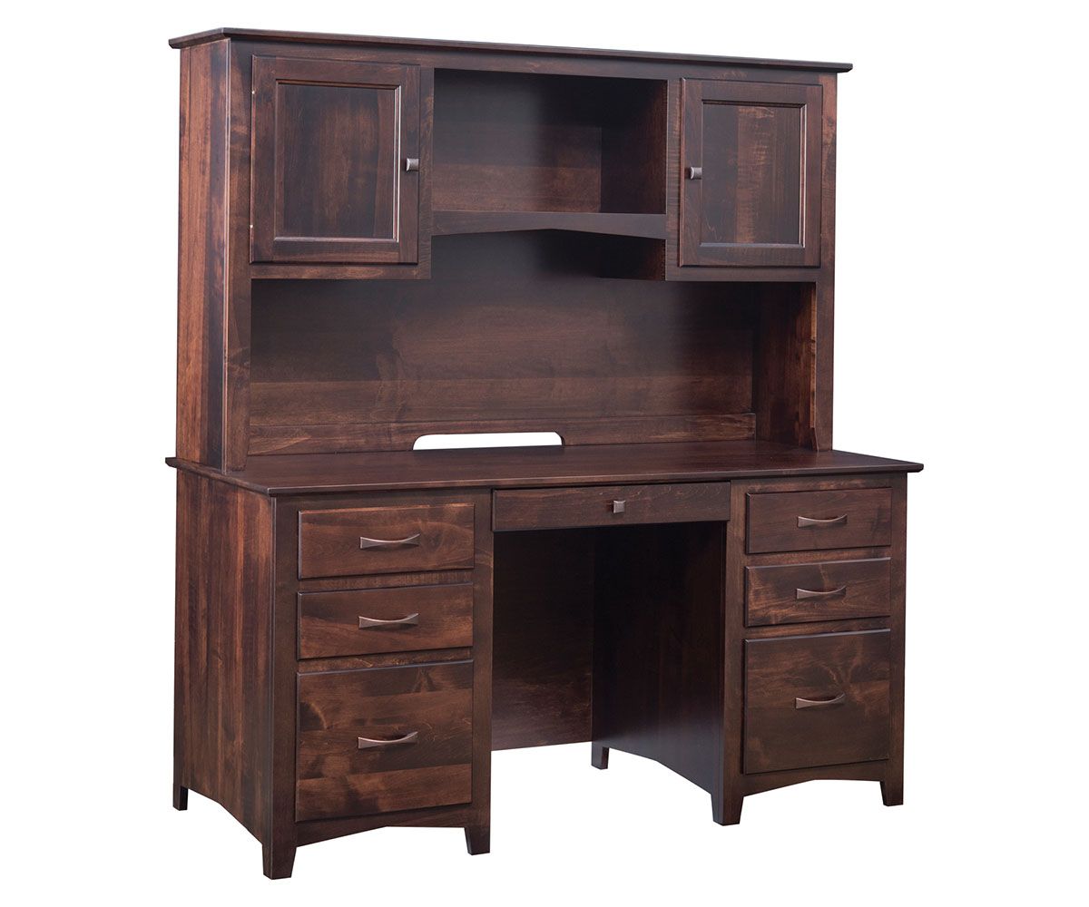 Mission Style Solid Wood Desk With Hutch