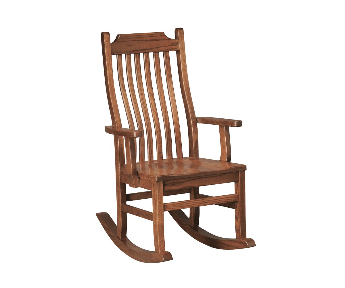 Mission Style Hardwood Rocking Chair With Armrests