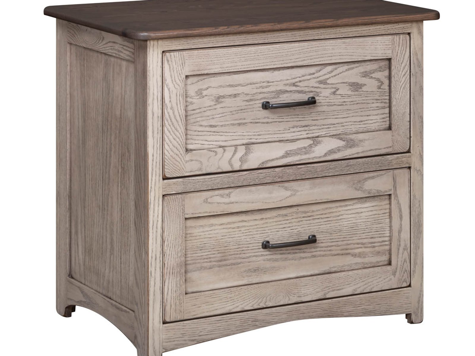 hand-rubbed finish hardwood Farmstead Two-drawer Lateral File Cabinet, Farmstead Two-drawer Lateral File Cabinet in a Farmstead vignette setting highlighting Farmstead Two-drawer Lateral File Cabinet (frame 1 of 3).