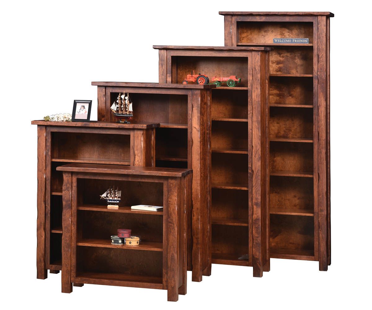 Hand-hewn Rustic Solid Wood Bookcase With Deep Shelves