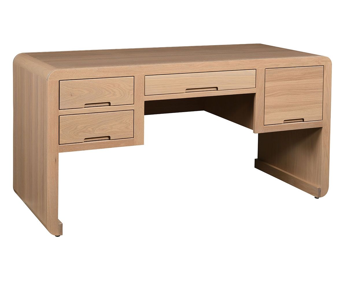 Curved Edge Modern Desk With Integrated Storage Drawers
