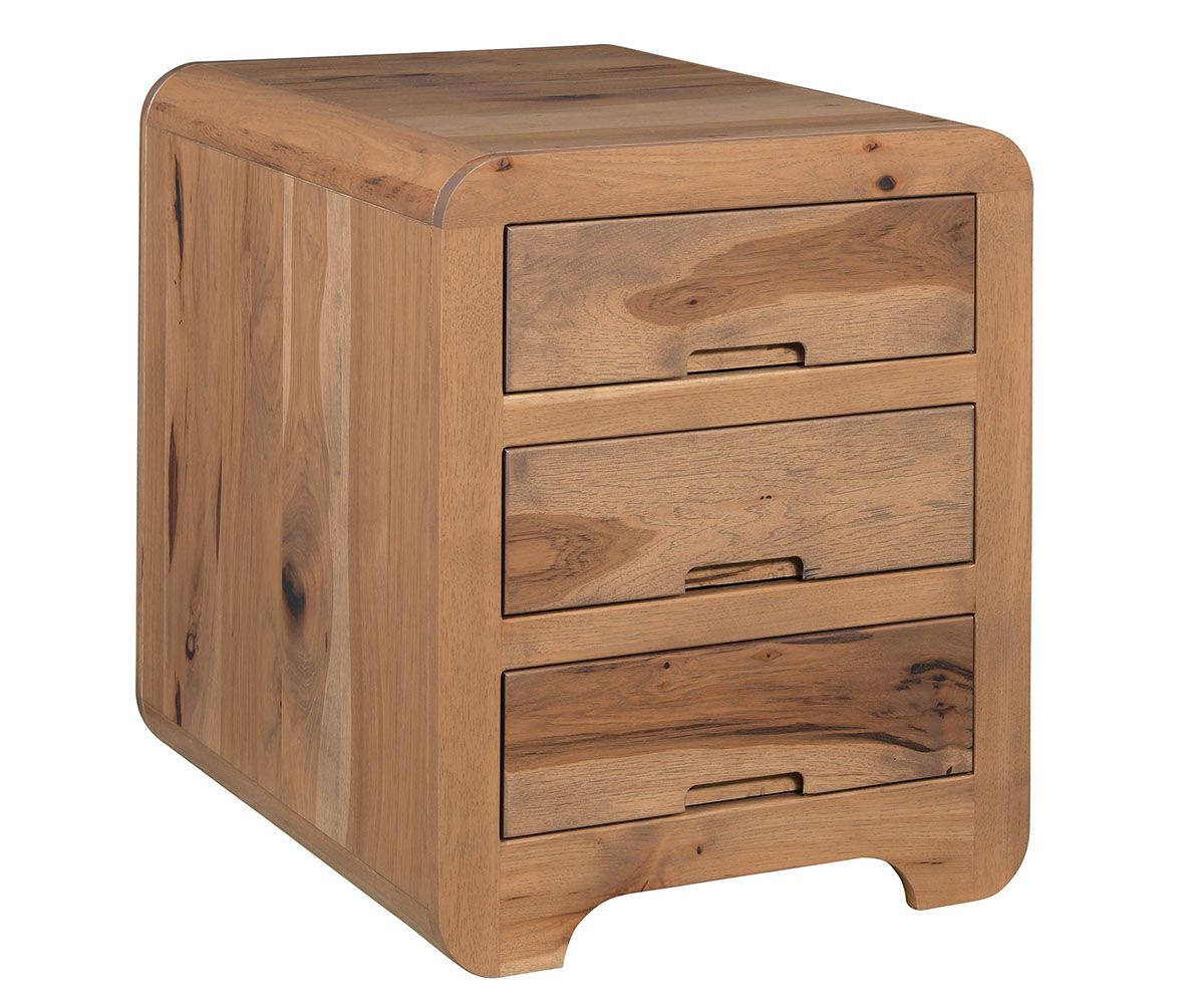 Rounded Edge Three-drawer Solid Wood Nightstand