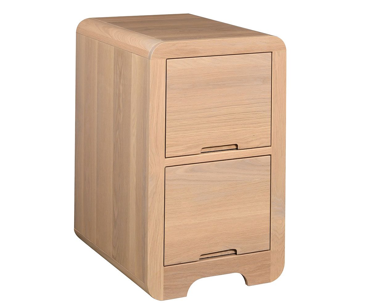 Modern Rounded Edge Two-drawer File Cabinet In Natural Oak