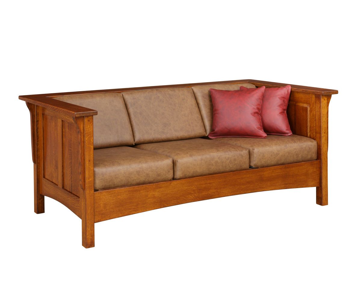 Panel Mission Style Club Sofa With Wood Frame